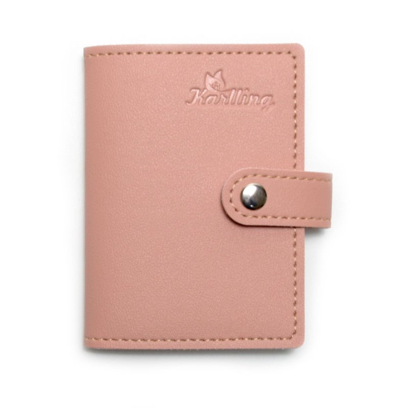 Karlling credit card holder wallet for women/man soft leather business card holder card case organizer bag with 20 card sleeves inside(Pink) - Image 2